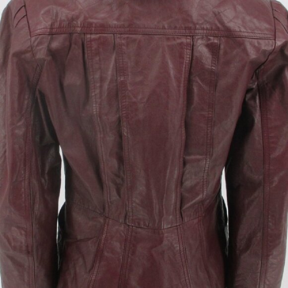 Vintage 70's Red Fur Collar Leather Jacket M - Picture 7 of 16